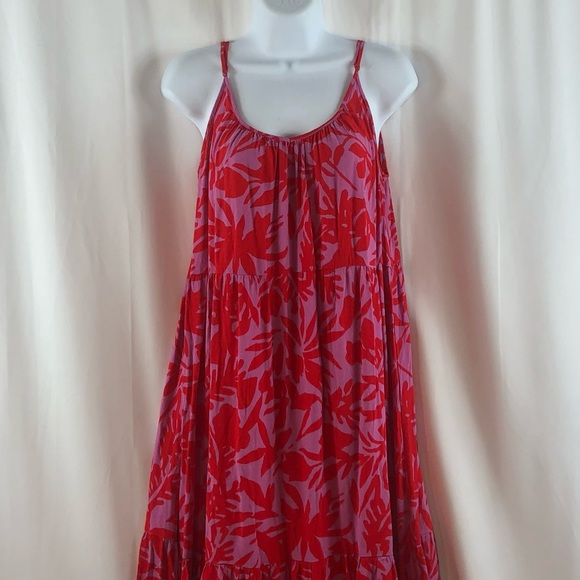 Loft floral rayon tiered spaghetti strap midi dress S - Picture 4 of 15